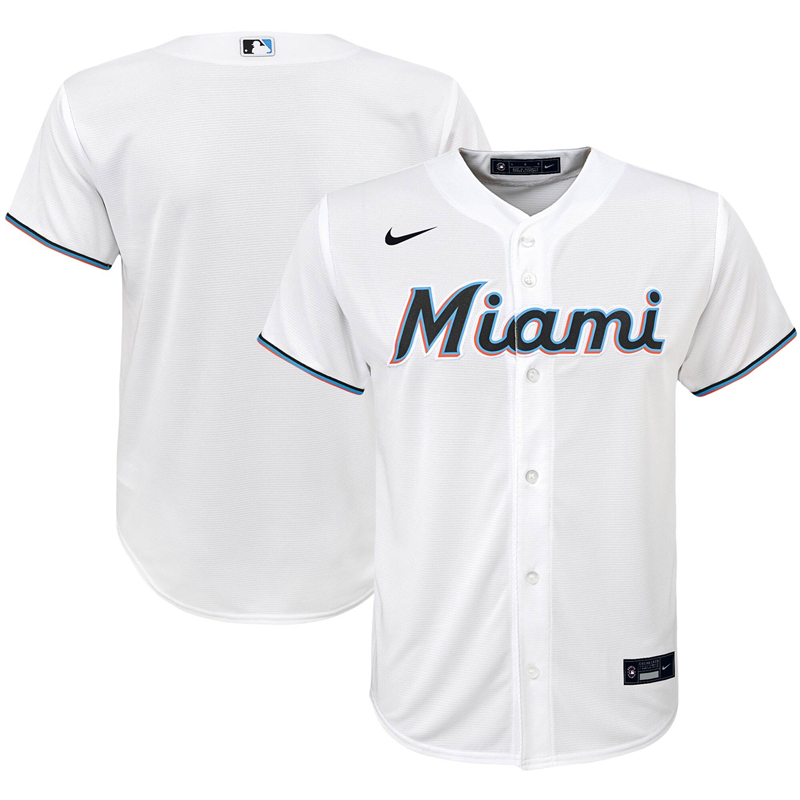 2020 MLB Youth Miami Marlins Nike White Home 2020 Replica Team Jersey 1->women mlb jersey->Women Jersey
